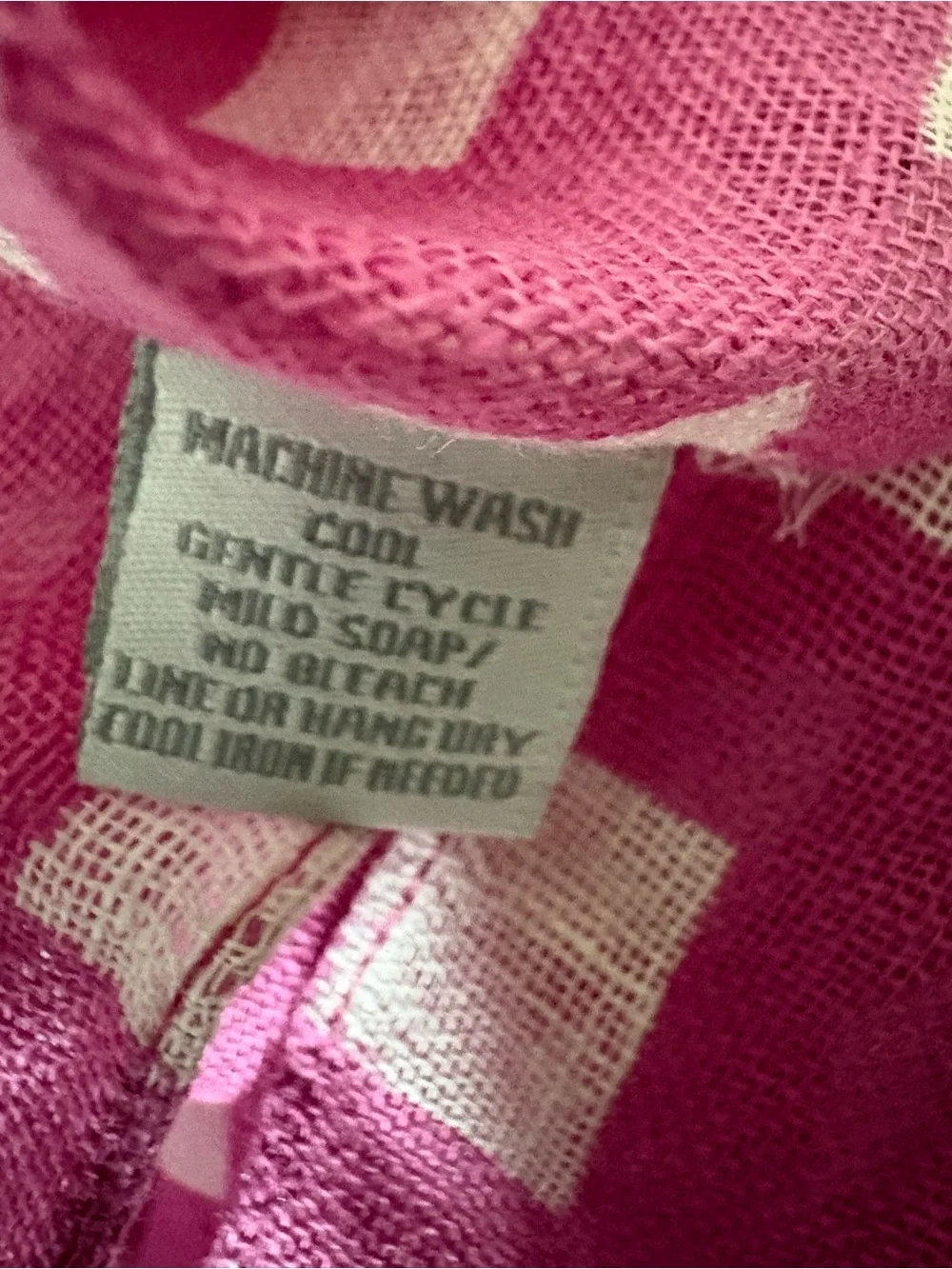 Donna Gorman Inc Linen Pink White Check Scarf Wrap Shawl Made in India